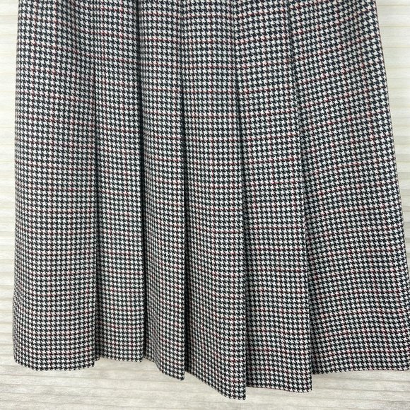 Vintage The Villager Houndstooth Wool Academia Preppy Pleated Skirt Country - Picture 5 of 9